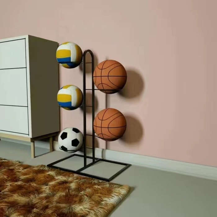 5 Layers Basketball Storage Rack Volleyball Stand Holder(Black)
