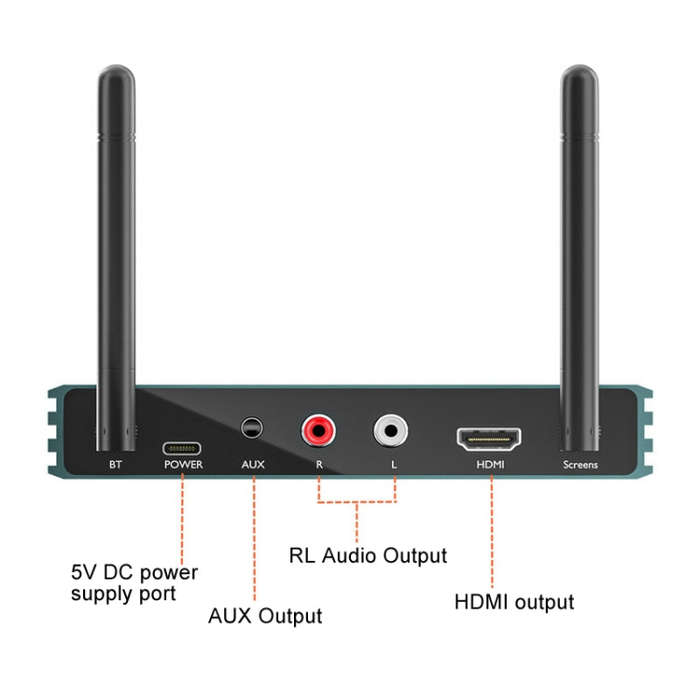 Bluetooth 5.0 Receiver Digital Optical Coaxial To Analog Microphone HD HDMI Wireless Screen Thrower