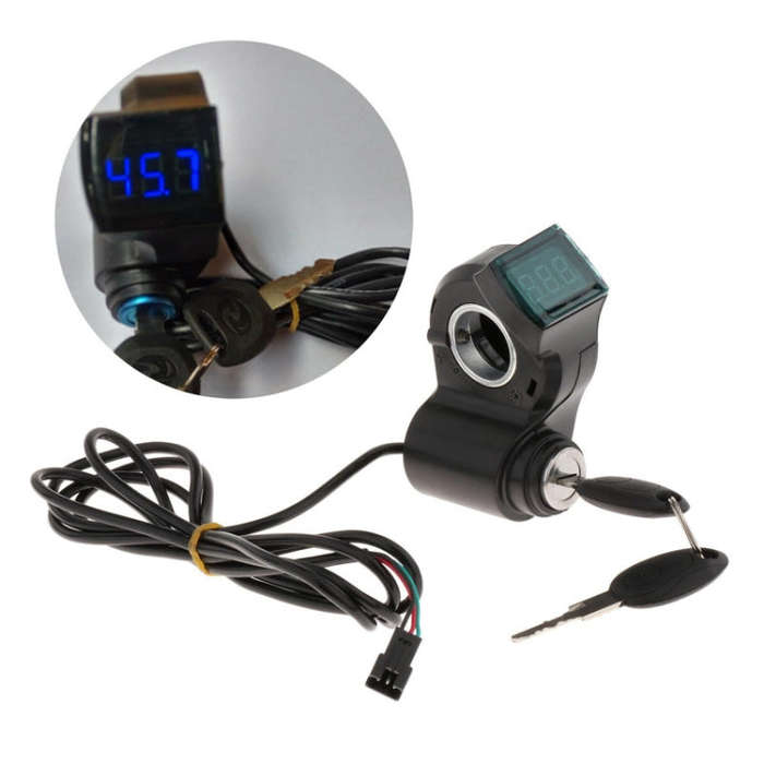 Electrical Vehicle Scooter Disconnect Switch Assembly With Keys Digital Display Start Switch(Black)