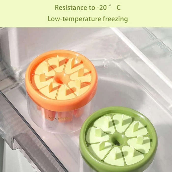 Homemade Popsicle Molds 8 Grid Ice Popsicle Maker With Ice Storage Bin(Orange)