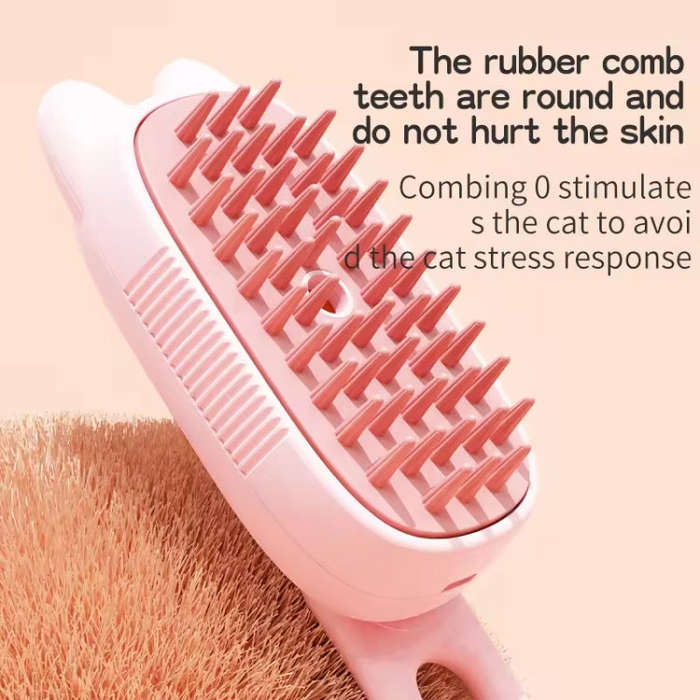 Pet Electrical Spray Massage Comb Hair Removal Cleaning Grooming Brush(Cat Rotating Handle Pink)