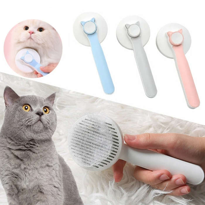 Pet Self-cleaning De-fluffing Needle Comb For Cats Cleaning Grooming Hair Removal Comb(Blue)