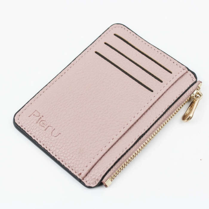 Multi-card Slot Zipper Card Holder Large Capacity Ultra-thin Coin Purse(Pink)