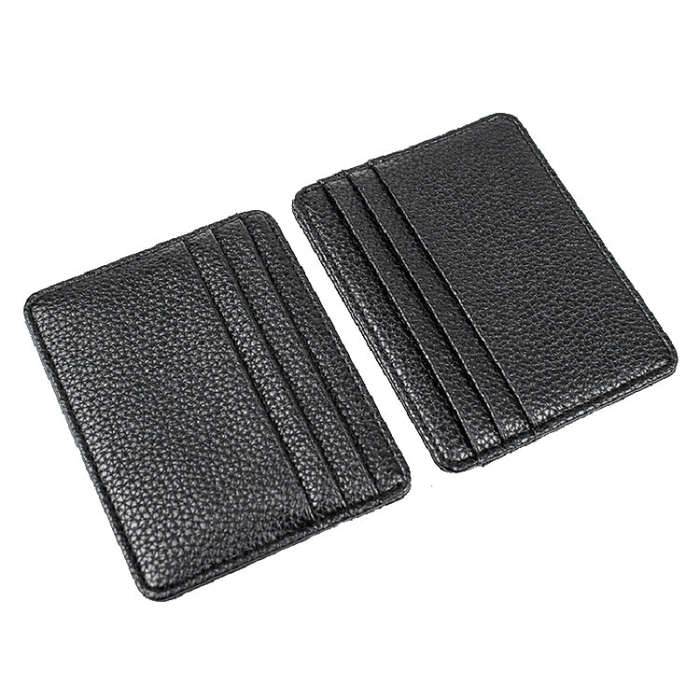 Lychee Pattern Multi-Card Slot Mini Card Holder Ultra-thin Coin Purse(Beige)