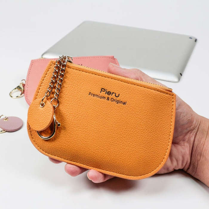 Leisure Ultra-thin Ladies Coin Purse Zippered Mini Wallet(Pink)