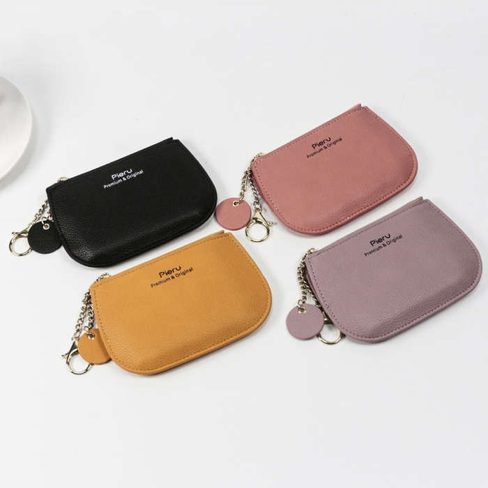 Leisure Ultra-thin Ladies Coin Purse Zippered Mini Wallet(Pink)