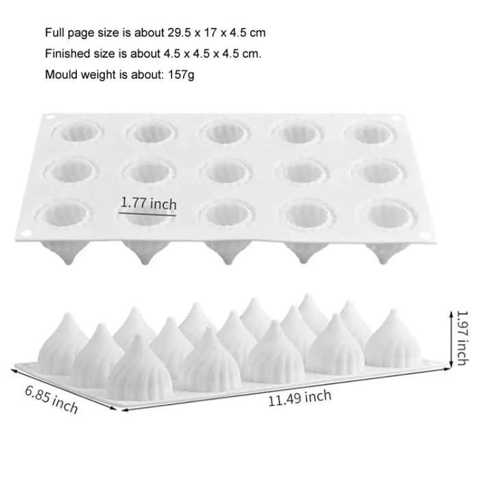 GT-9 15 Cavity Swirl Mousse Cake Mold Chocolate Baking French Dessert Onion Shape Silicone Mold