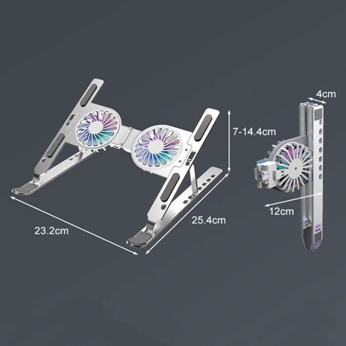 C9 Pro RGB Ambient Light Foldable Fan Cooling Laptop Aluminum Alloy Heightening Stand, Color: Pink