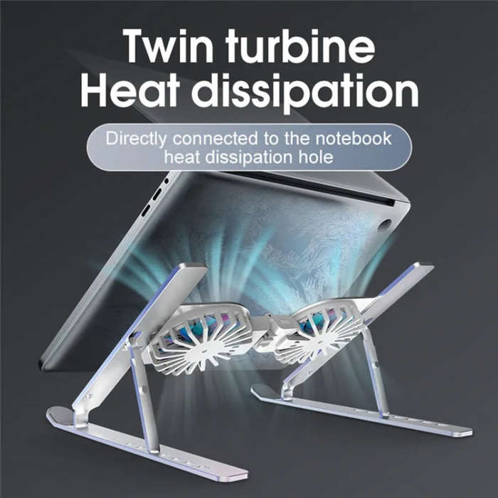 C9 Pro RGB Ambient Light Foldable Fan Cooling Laptop Aluminum Alloy Heightening Stand, Color: Pink