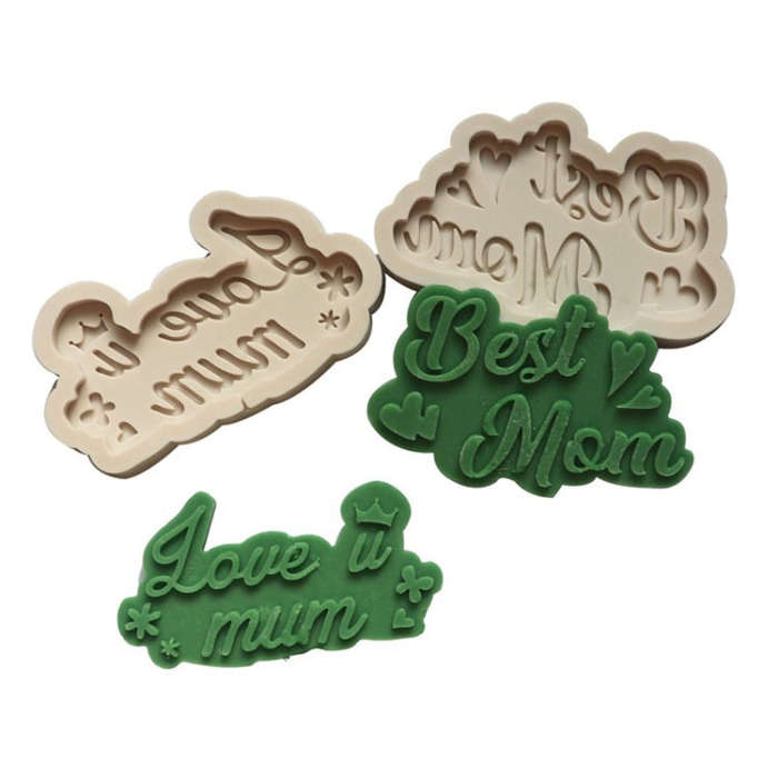 Mother Day Fondant Chocolate Silicone Mold Cake Decoration Baking Love Mother Word Mold, Color: M...