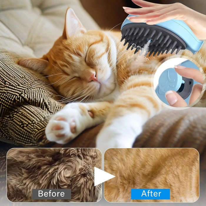 Pet Spray Steamy Brush Cat Dog Grooming Massage Comb(Dolphin Pink)