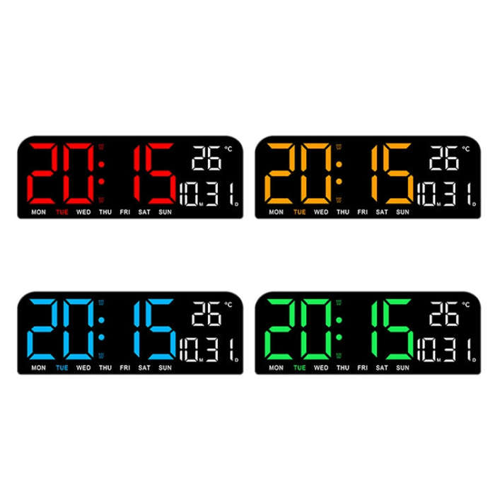 LED Screen Digital Display Desktop Alarm Clock Multifunctional Decoration Wall Clock(Blue)