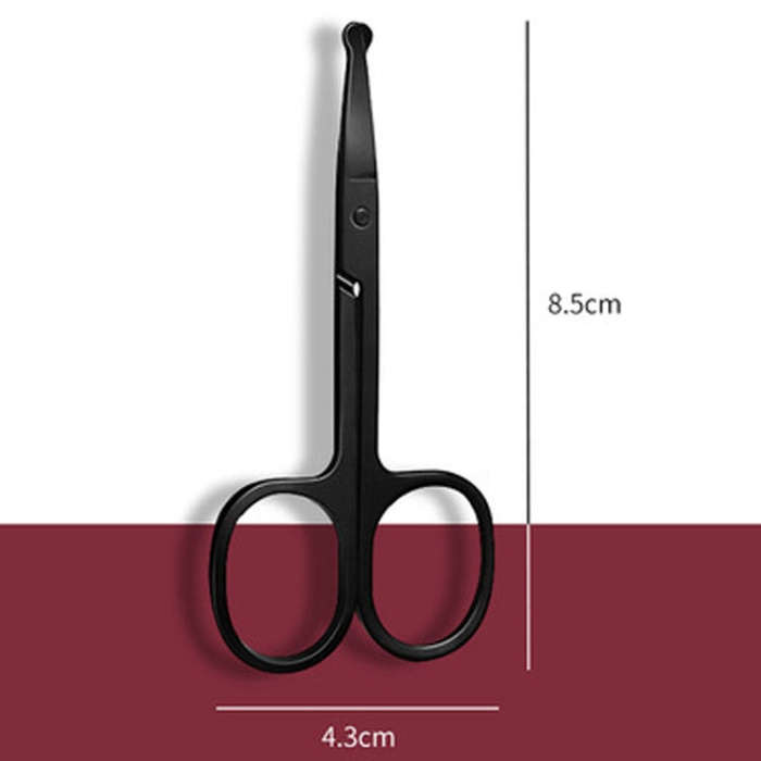 Men Nose Hair Scissor Round Tip Nose Hair Trimmer Manual Trimming Scissor, Color: Deep Black