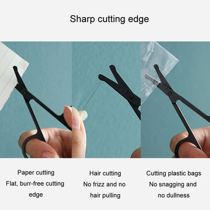 Men Nose Hair Scissor Round Tip Nose Hair Trimmer Manual Trimming Scissor, Color: Deep Black
