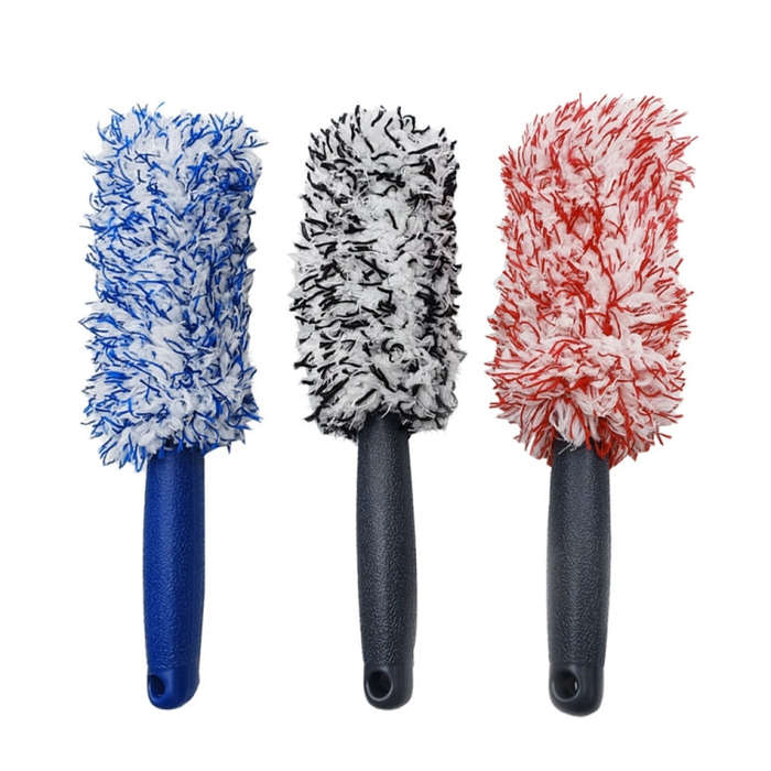 30cm Microfiber Long-handled Plush Tire Cleaning Brush(Red White)