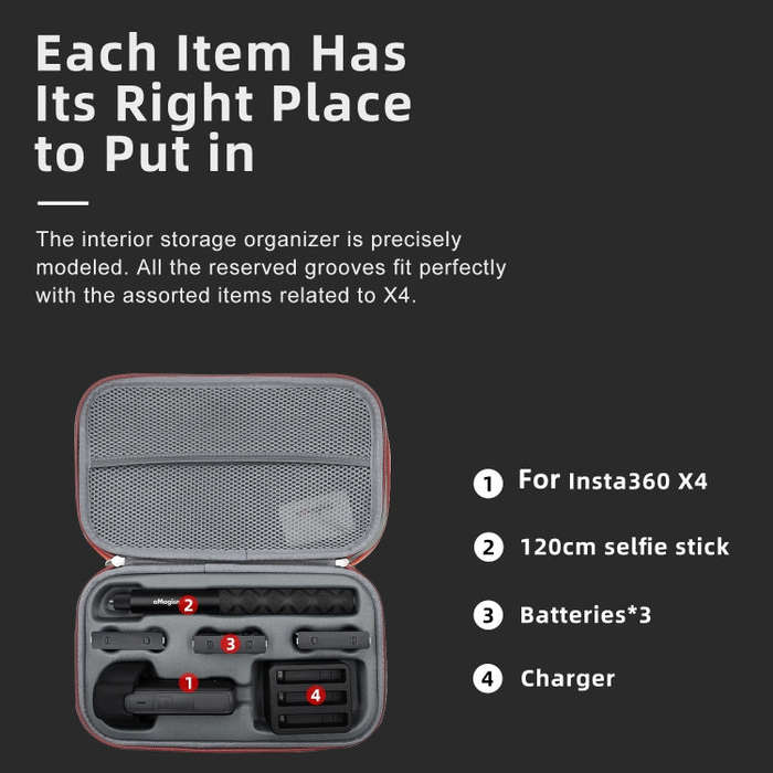 For Insta360 X5 / X4 aMagisn Medium Storage Bag Clutch Bag Protective Case