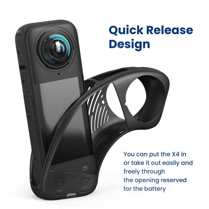 For Insta360 X4 AMagisn Silicone Protective Cover Body Case + Lens Cover Black