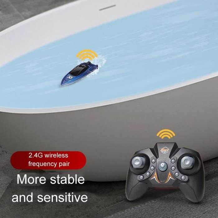 Children 2.4G Mini Remote Control Boat Summer Water Play Electrical Submarine Boys Toys(Blue)