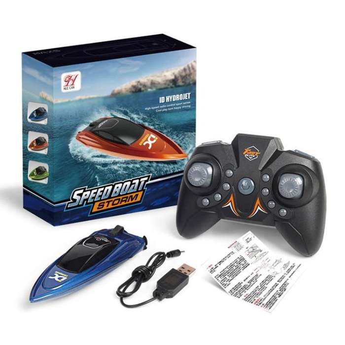 Children 2.4G Mini Remote Control Boat Summer Water Play Electrical Submarine Boys Toys(Blue)
