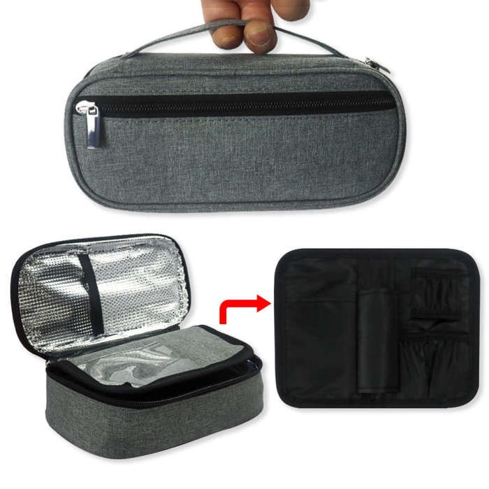 Portable Insulin Cooler Travel Package Insulin Care Bag(Grey)