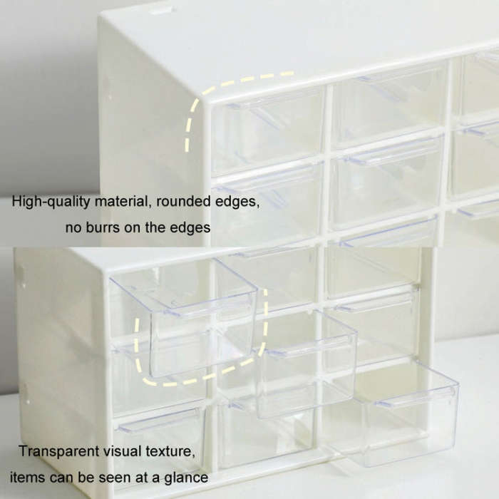 Transparent Desktop Small Objects Compartment Drawer Organizer Hair Accessories Storage Case, Col...