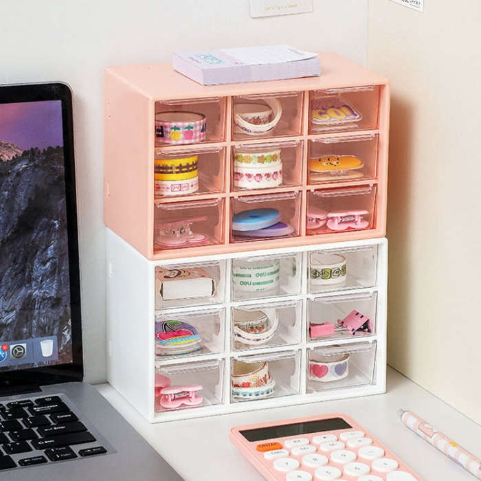 Transparent Desktop Small Objects Compartment Drawer Organizer Hair Accessories Storage Case, Col...