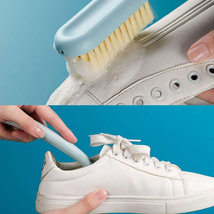 Household Long Handle Shoe Brush Hangable Multi-functional Soft Bristle Cleaning Brush(Pink)