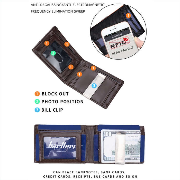 Baellerry RFID Anti-Theft Multi-Card Slot Contrasting Color Wallet Card Holder(Coffee)