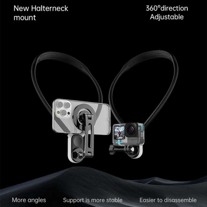 Magnetic Hanging Neck Holder For Mobile Phones/Action Cameras(Black)