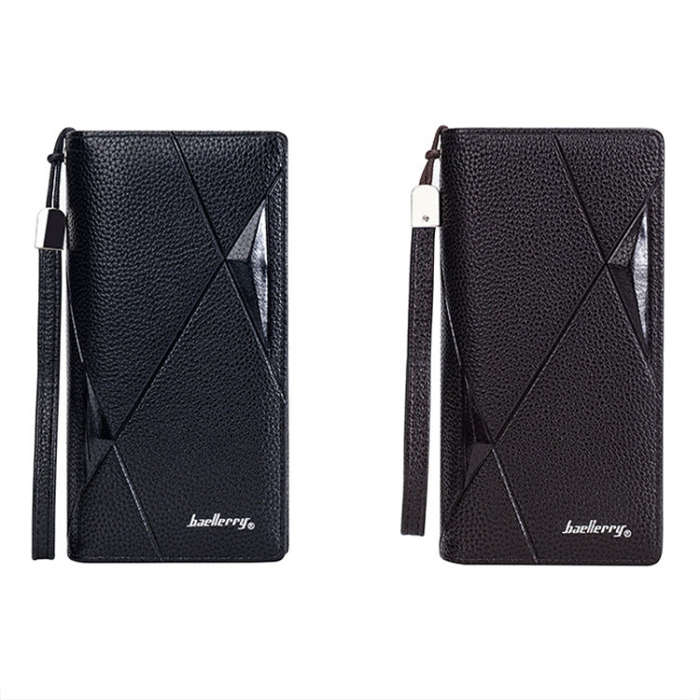 Baellerry S1240 Lychee Pattern Business Casual Zipper Long Wallet Multi-card Slot Clutch Bag(Coffee)