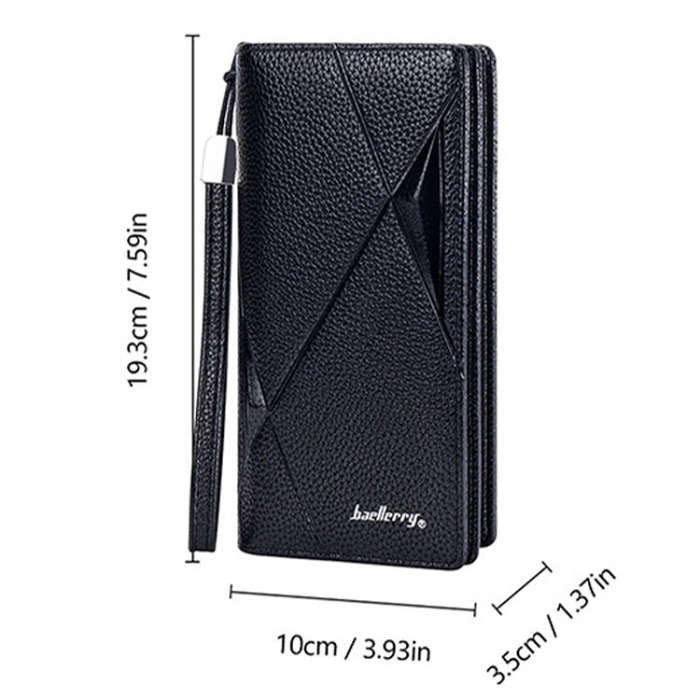 Baellerry S1240 Lychee Pattern Business Casual Zipper Long Wallet Multi-card Slot Clutch Bag(Black)