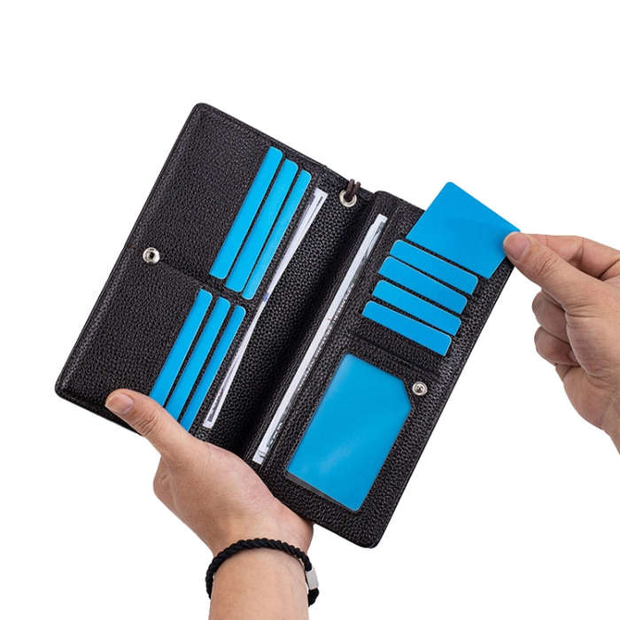 Baellerry S1240 Lychee Pattern Business Casual Zipper Long Wallet Multi-card Slot Clutch Bag(Black)