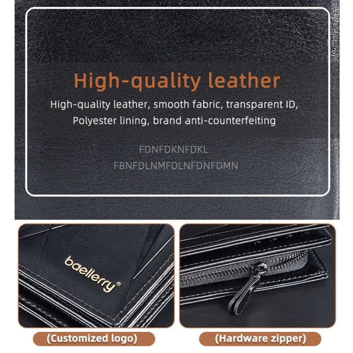 Baellerry D3213 Retro Leather Short Wallet Multi-card Slot Zipper Card Holder(Claret)
