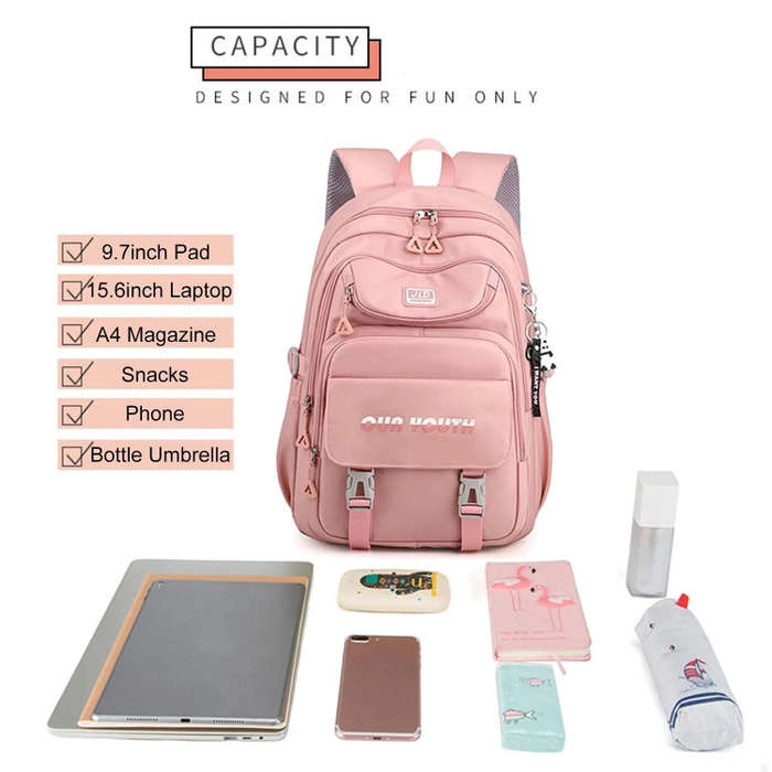 JLD  School Bag College Backpack Anti Theft Travel Bags for Teens Girls Students(Black)