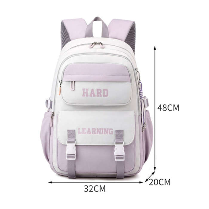 Contrast Color Casual Backpack College School Bag 15.6-inch Laptop Bag(Purple white)