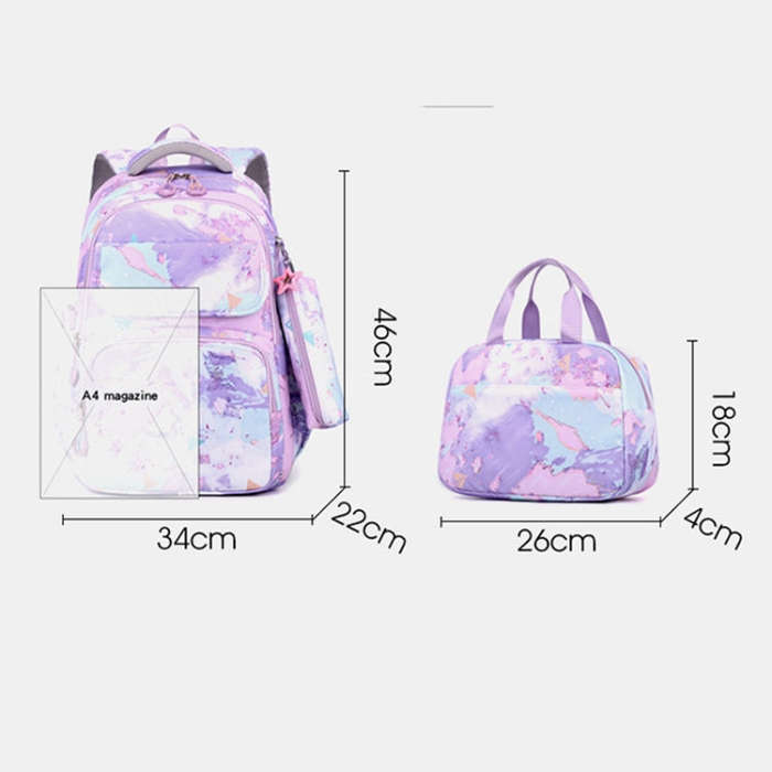 3 In 1 Kids School Backpack Small Student Book Bag with Lunch Bag  Pencil Case(Black)