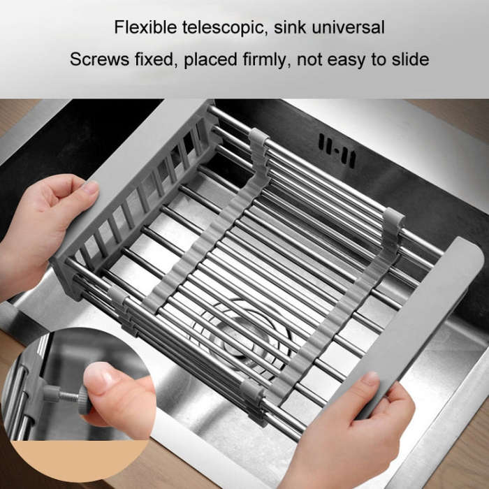 Kitchen Drainage Rack Stainless Steel Retractable Sink Shelf Flatware Storage Organizer, Specific...