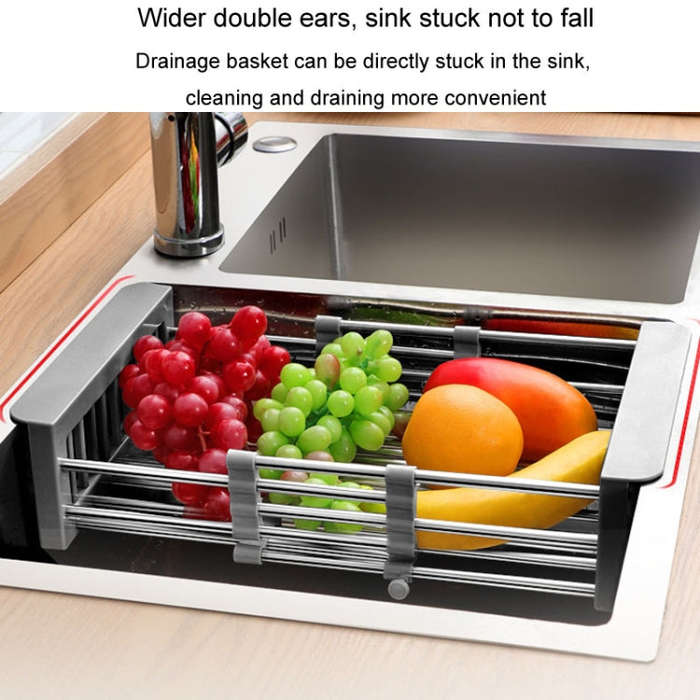 Kitchen Drainage Rack Stainless Steel Retractable Sink Shelf Flatware Storage Organizer, Specific...