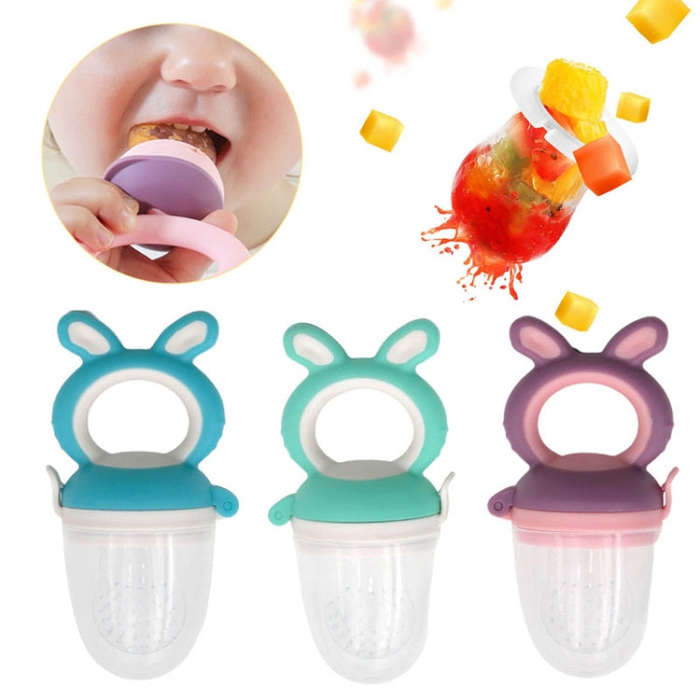 Baby Pacifier Fruit And Vegetable Auxiliary Feeder Baby Bites Feeder Nipples, Color: Large Green