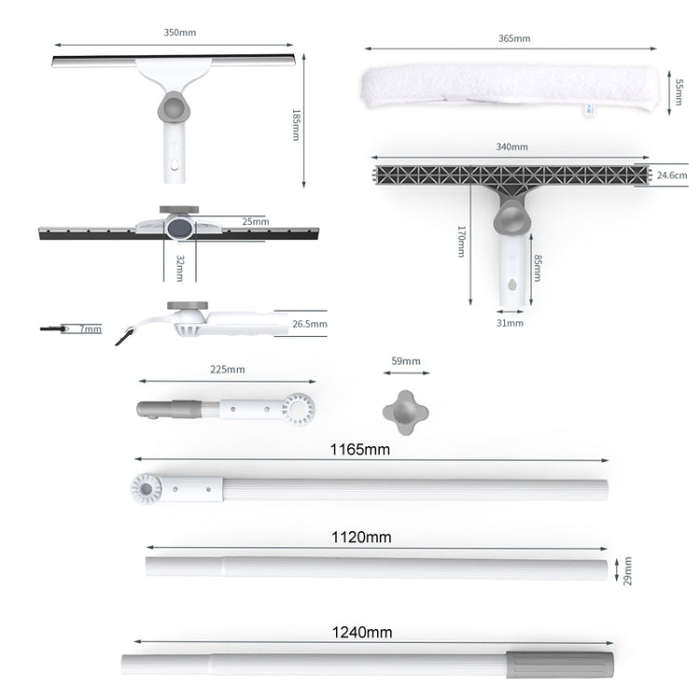 2m Household Universal Splicing Pole Glass Wiper Glass Cleaning Tools Standard Set