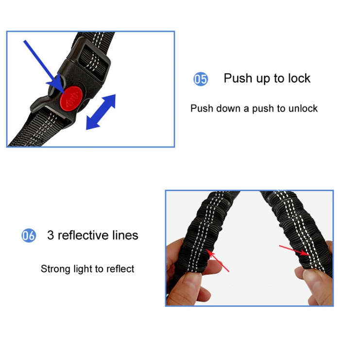Dog Vehicle Seat Belt Rope Elastic Cushioned Towing Leash, Width: 2.5cm(Gray)