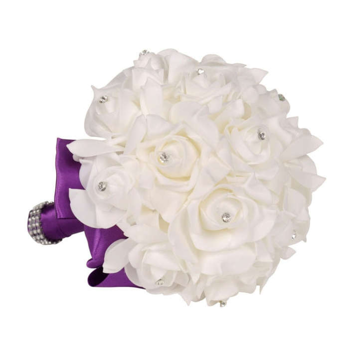 Wedding Bridal Hand Bouquet Simulation Flower Bouquet Wedding Supplies(Sapphire Blue)