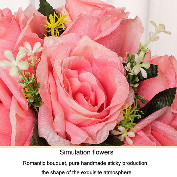 Bridal Hand Bouquet Wedding Supplies Simulation Wedding Decorative Flowers(Purple)