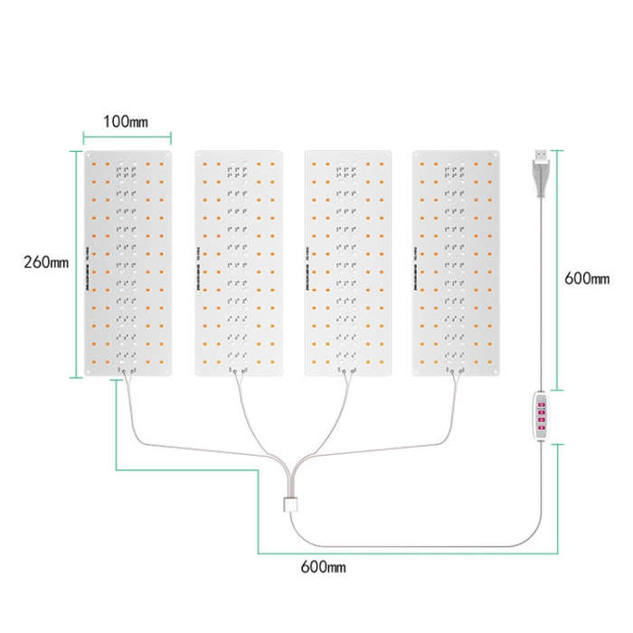 4 Heads USB 5V LED Hanging Growth Light Indoor Quantum Plate Plant Fill Light