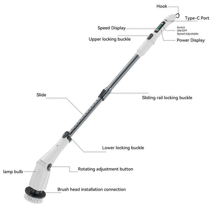 Multifunctional Long and Short Dual Purpose Electric Cleaning Brush Kitchen Bathroom Window Floor...