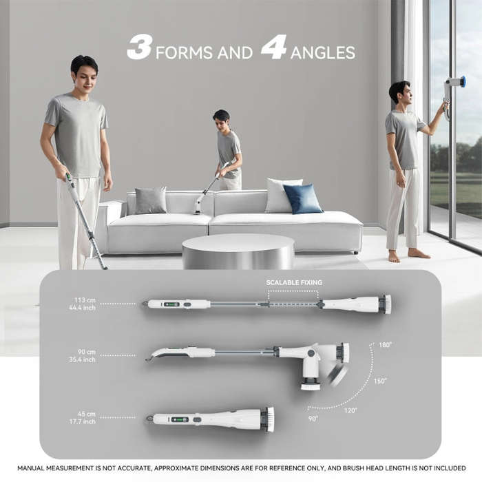 Multifunctional Long and Short Dual Purpose Electric Cleaning Brush Kitchen Bathroom Window Floor...