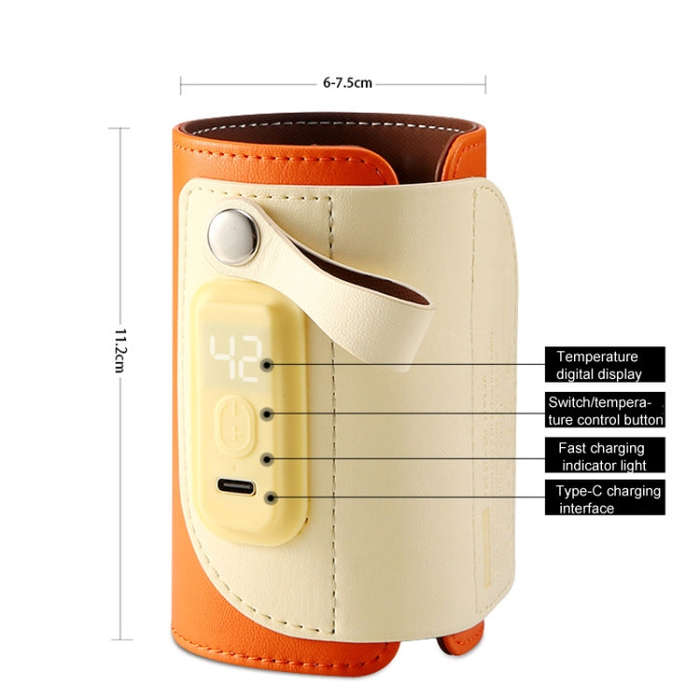 Baby Bottle Warmer Cover Outdoor Portable Milk Water Heater(Orange)
