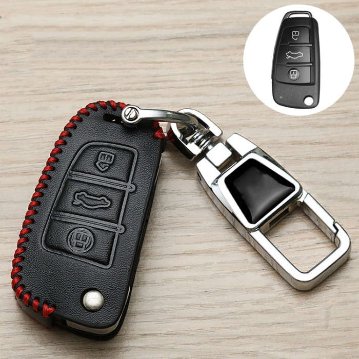 For Audi B Car Folding Key Cover Multifunctional Keychain Anti-lost Number Plate