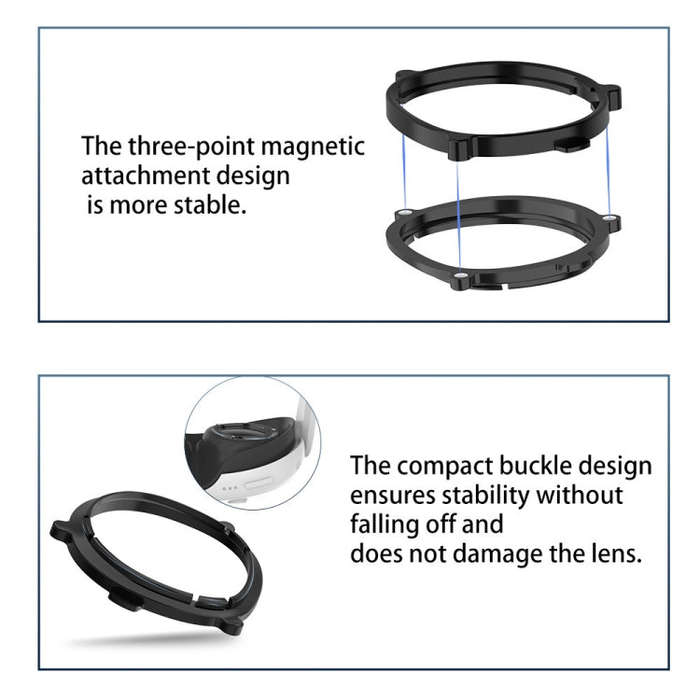For Quest 3 VR Magnetic Eyeglasses Frame, Spec: L&R Frame Black