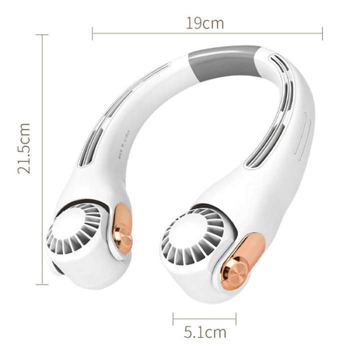 Mini Silicone Neck Fan Portable USB Student Outdoor Adjustable Fan(White)